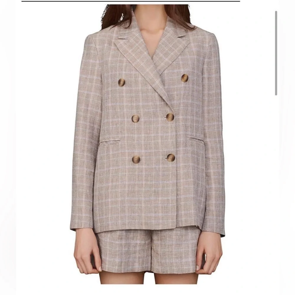 New MAJE PARIS Checked Linen Jacket in Size 6/M/38 - Picture 5 of 11